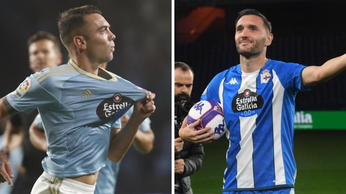 Iago Aspas y Lucas Pérez, con las camisetas del Celta y del Dépor