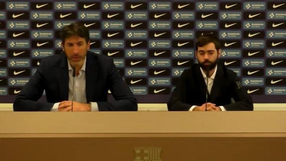 Mumbrú, entrenador del VBC, en la sala de prensa del Palau Blaugrana