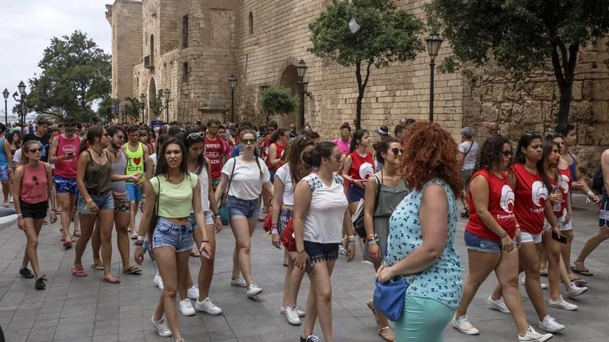 Imagen de la afluencia de turistas en el centro de Palma durante esta semana.