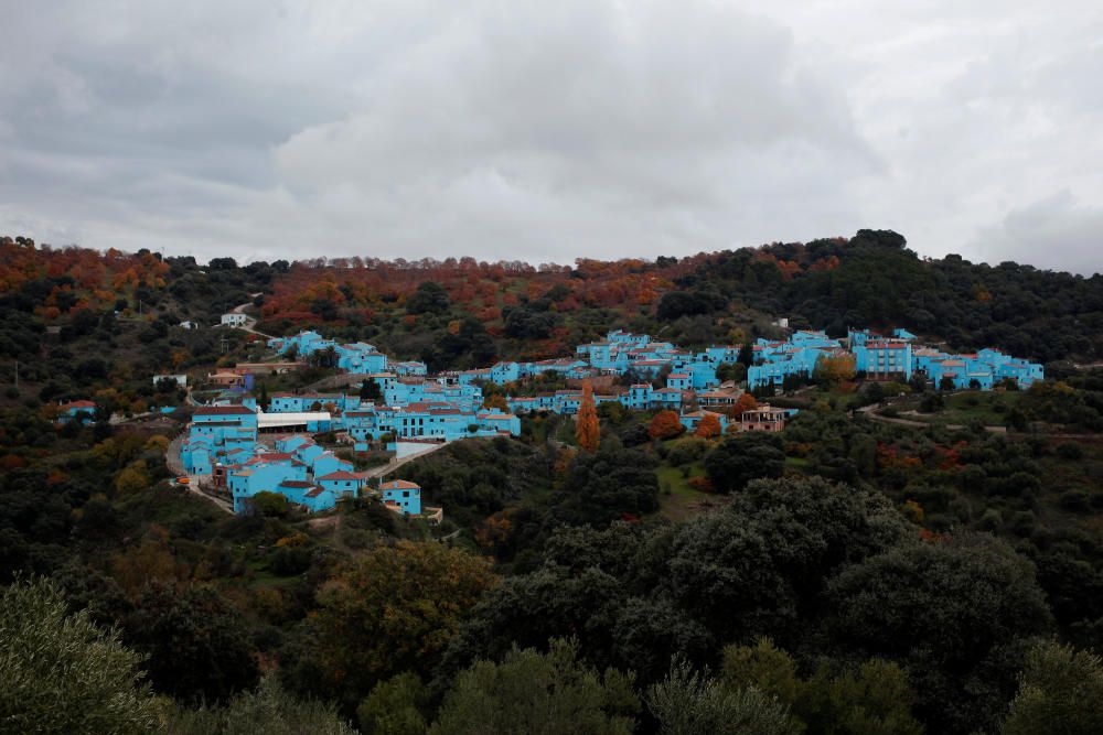 A general view of the Smurf village is shown in ...