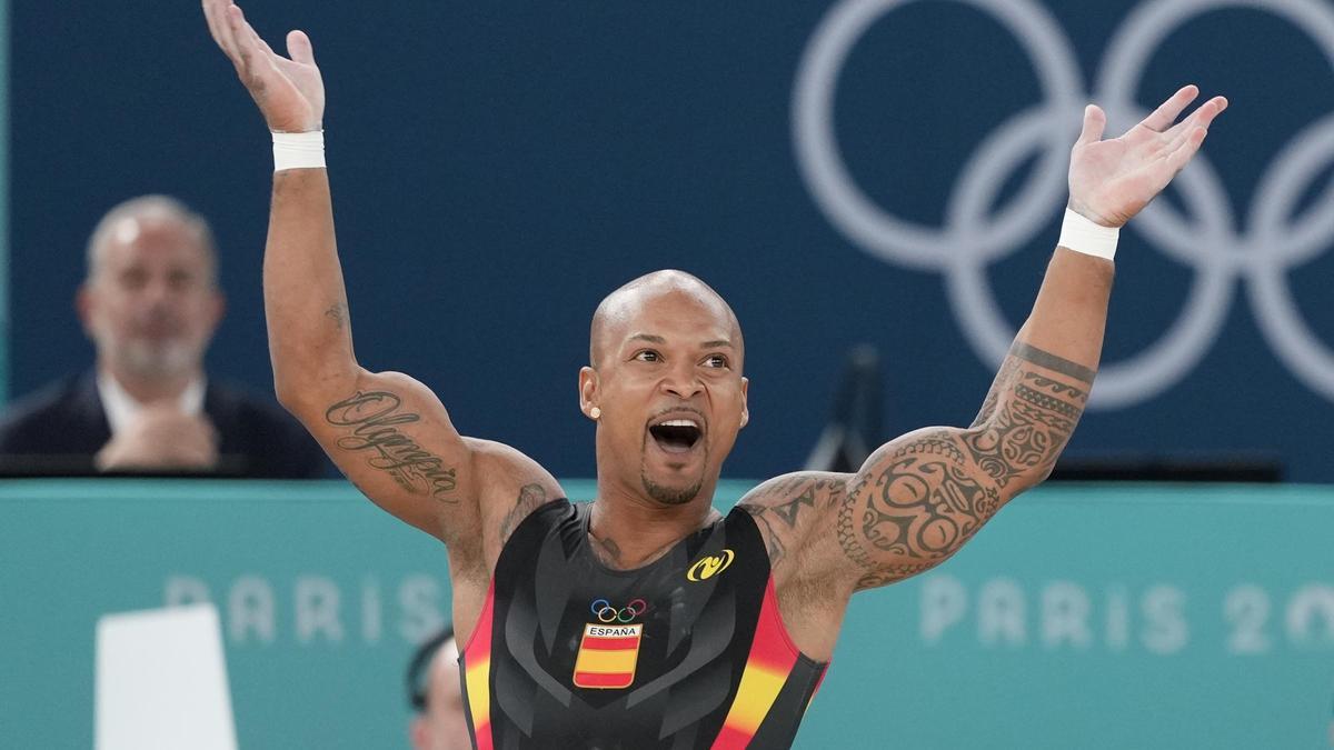 Ray Zapata, durante la final de suelo de los Juegos de París.