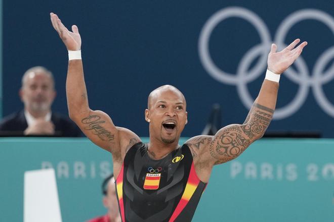 Ray Zapata, durante la final de suelo de los Juegos de París.