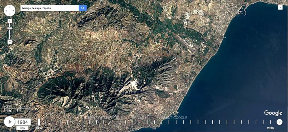 Así ha cambiado la provincia de Málaga desde 1984 a 2016.