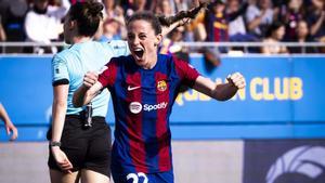 Ona Batlle celebra un gol del Barça
