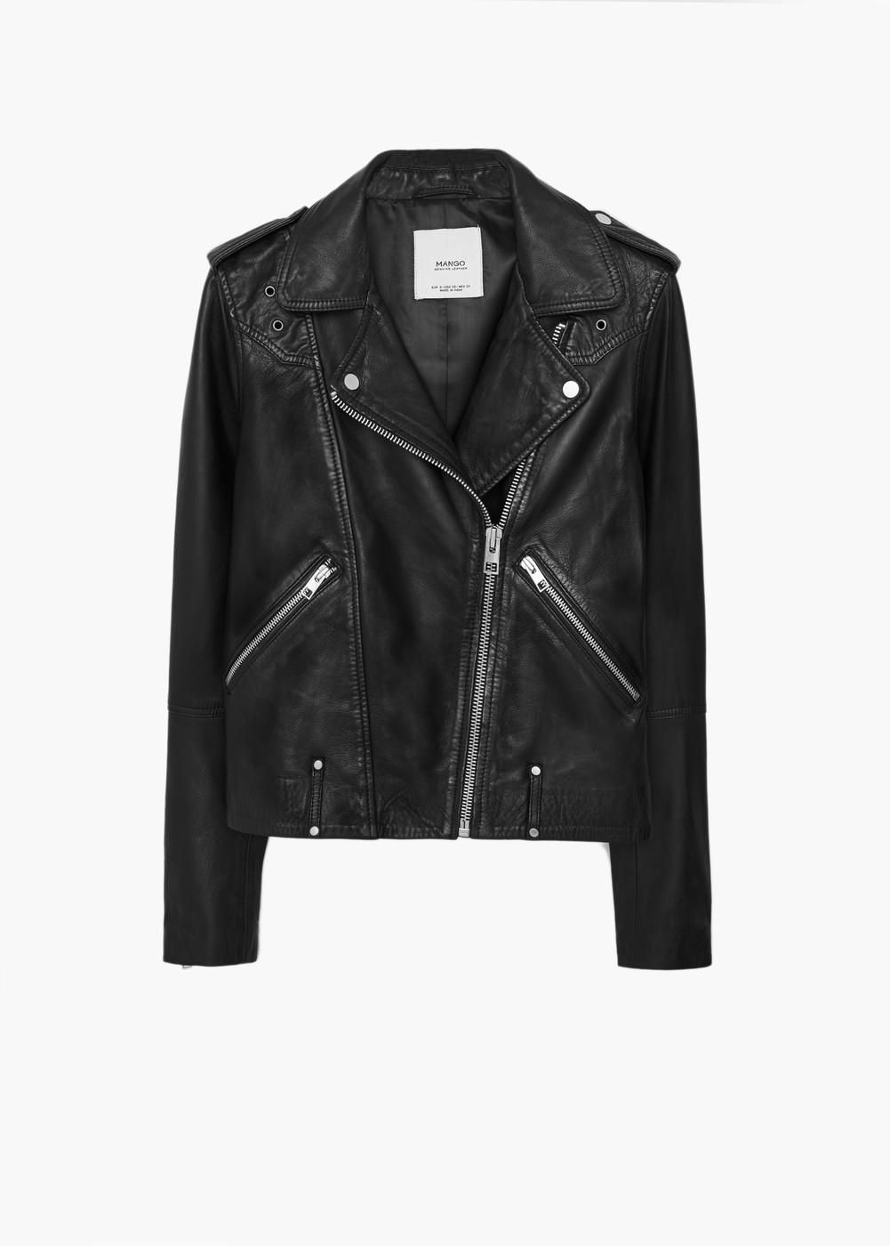 Cazadora piel cremalleras de Mango (99,99€)