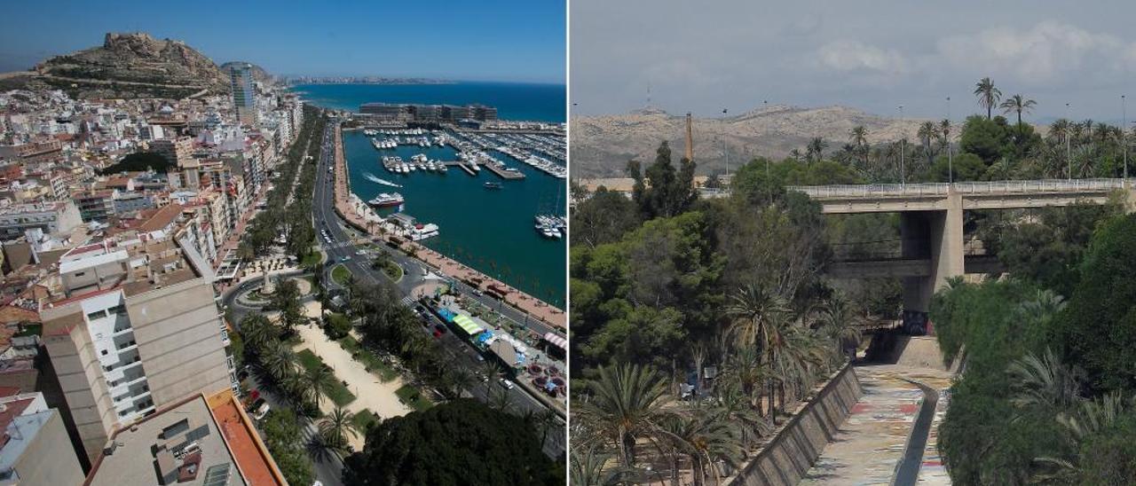 Vista panorámica de las ciudades de Alicante y Elche