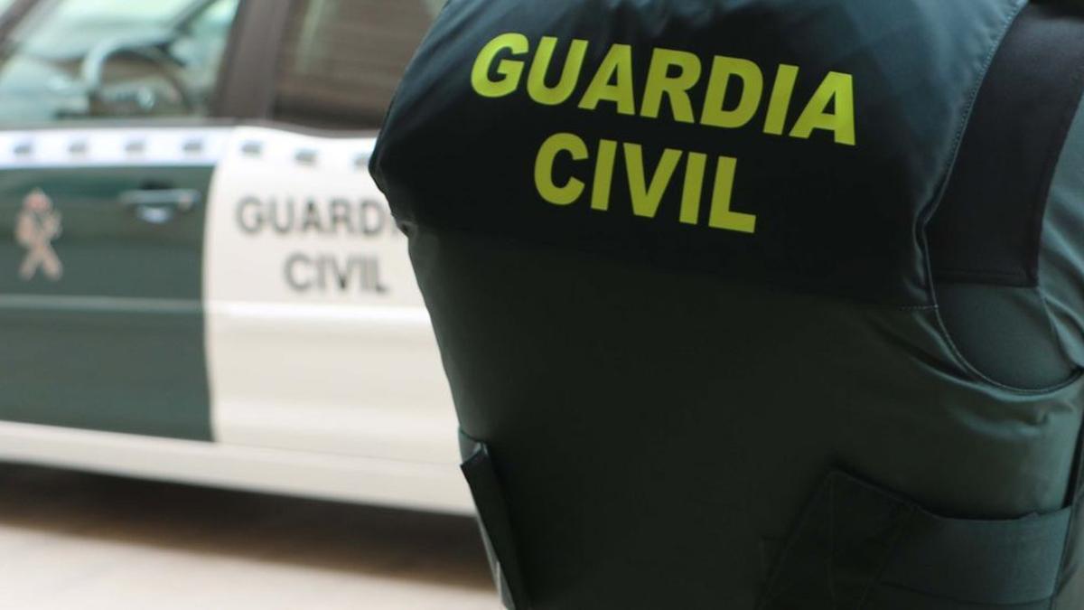 Un agente de la Guardia Civil, de espaldas, junto a un vehículo oficial.