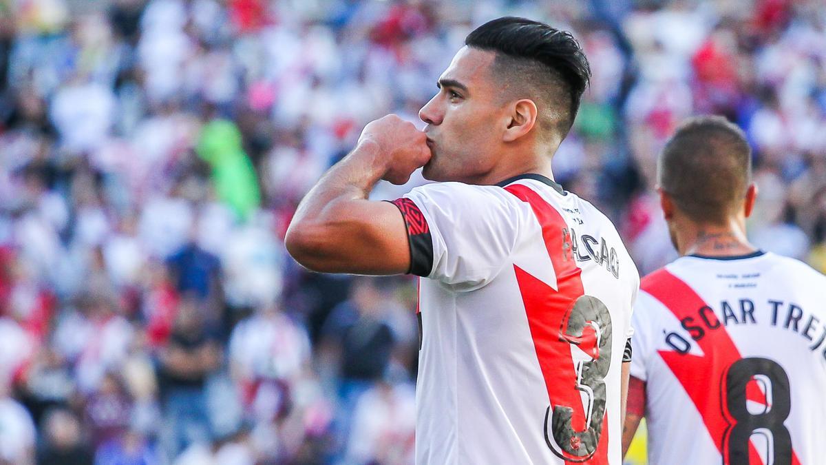 Radamel Falcao celebra un gol con el Rayo Vallecano