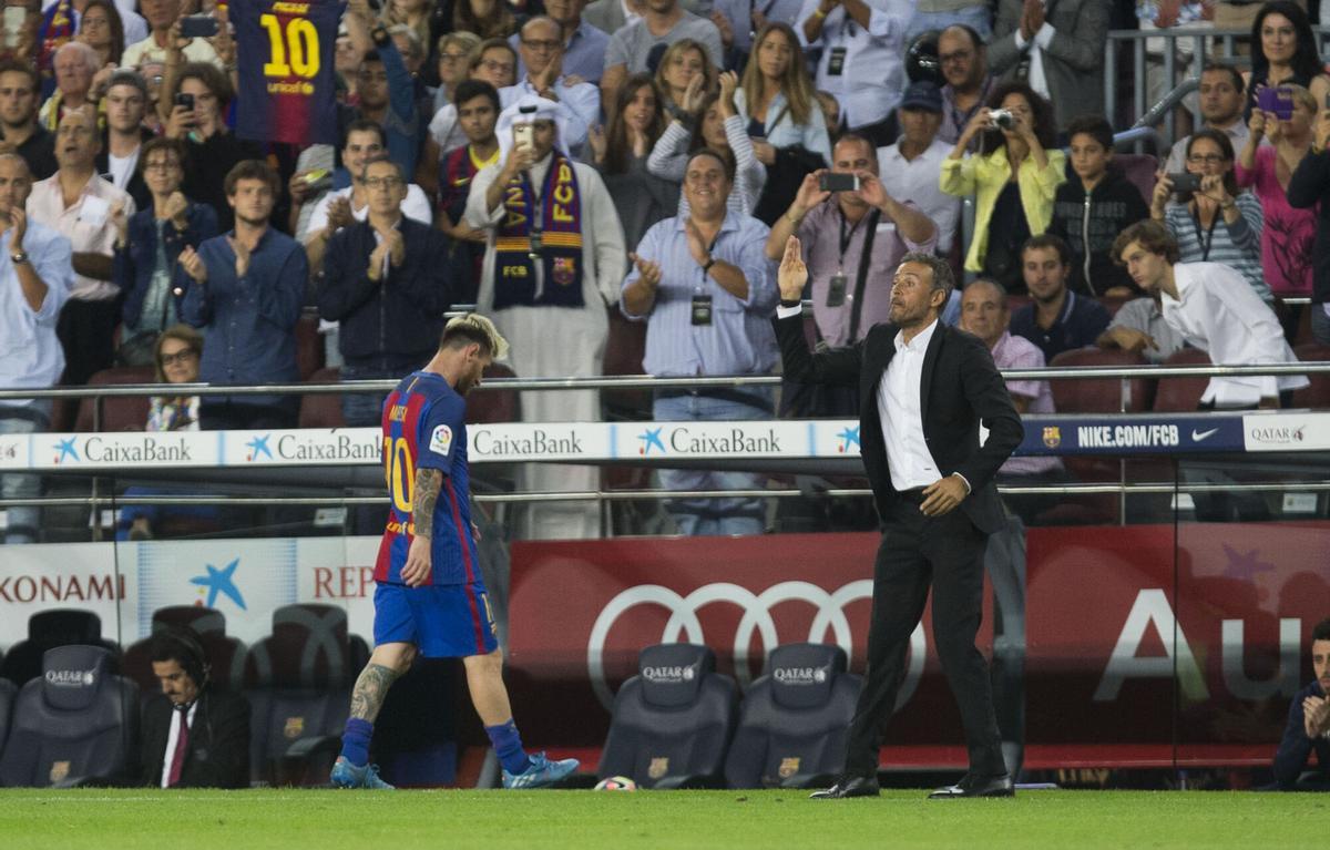 Leo Messi y Luis Enrique, en su etapa en el Barça