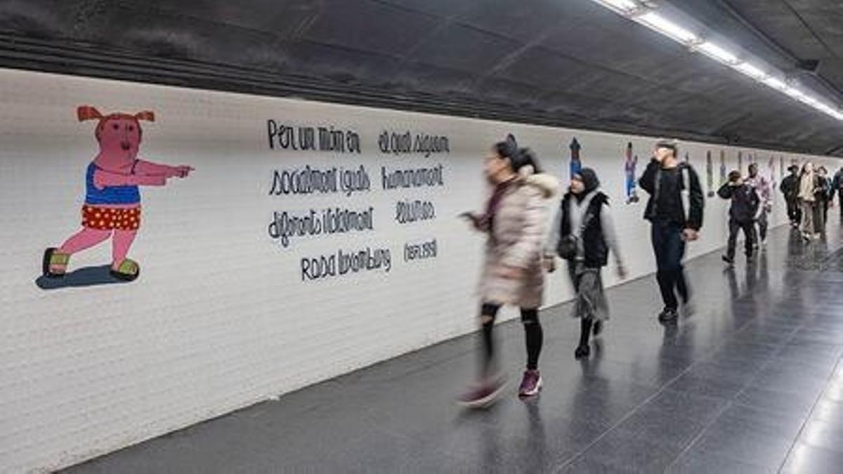 Mural situado en la estación Espanya