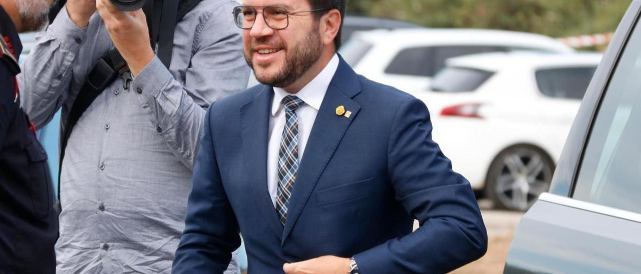 El president Pere Aragonès este jueves en la planta de Messer en Vila-seca.