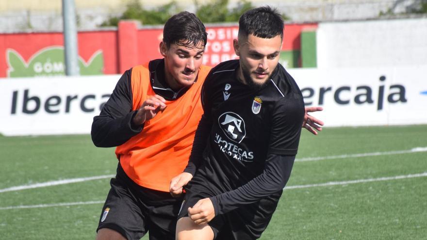 Bermúdez y Pablo Rodríguez durante el entreno de este miércoles.