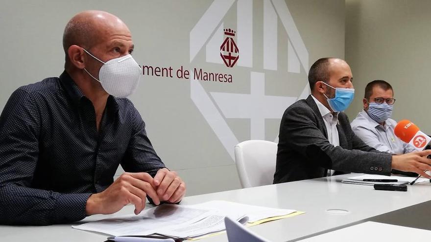 López, Aloy i Massegú, aquest migdia, en la roda de premsa a l&#039;Ajuntament