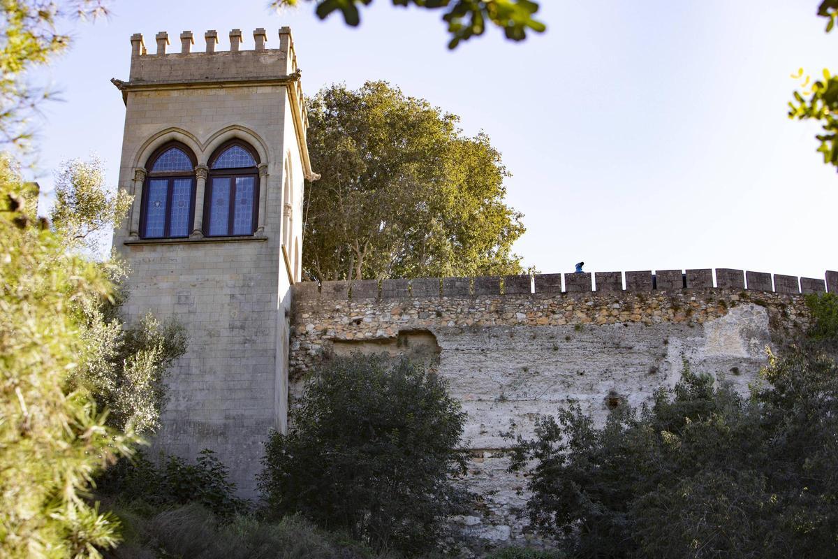 Tramo de muralla dañada a la altura del patio de armas junto a una torre con elementos impropios.