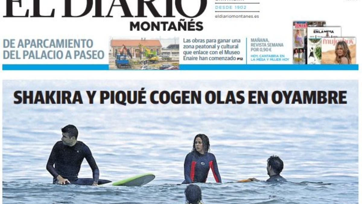La portada de El Diario Montañés de hoy, con Gerard Piqué