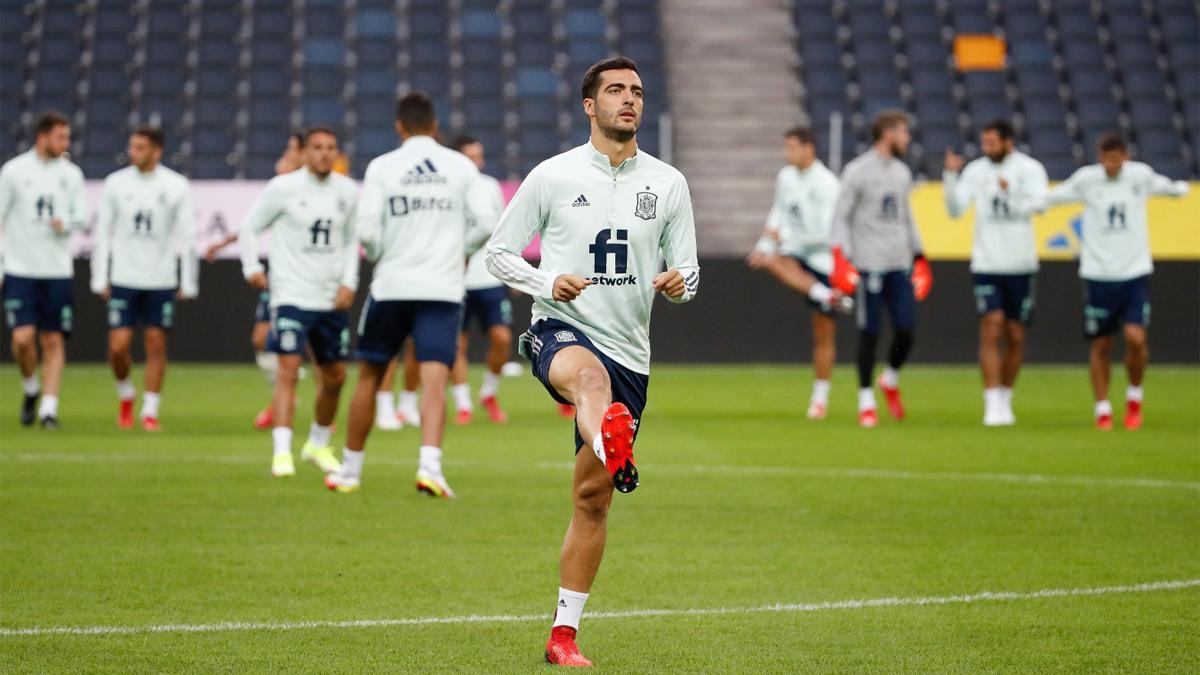 Entrenamiento de la Selección Española de fútbol antes del encuentro frente Suecia