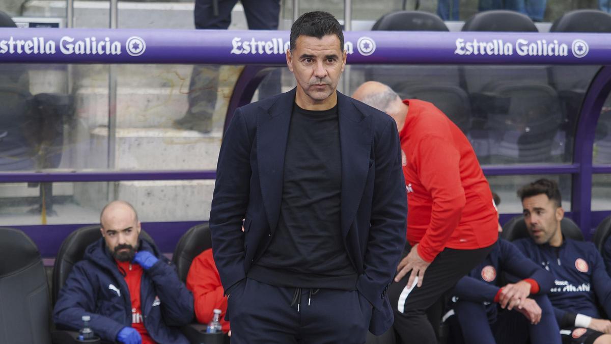 Míchel, durante el Valladolid-Girona en el Nuevo Zorrilla.