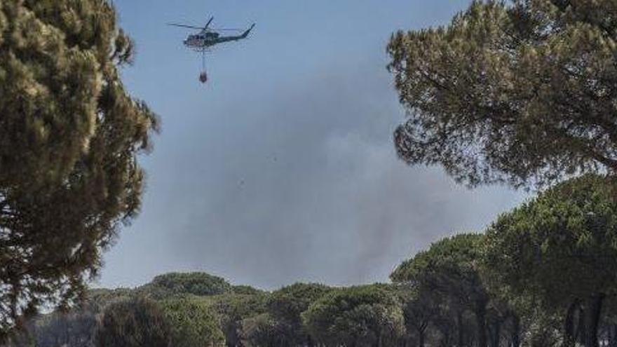 Un helicòpter en les tasques d&#039;extinció del foc