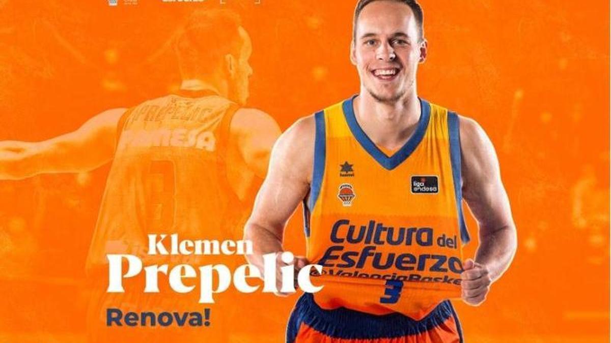 Anuncio de renovación de Klemen Prepelic por el Valencia Basket
