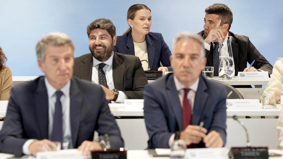 Alberto Núñez Feijóo preside la Junta Directiva Nacional del Partido Popular a la que ha asistido Carlos Mazón. / José Luis Roca