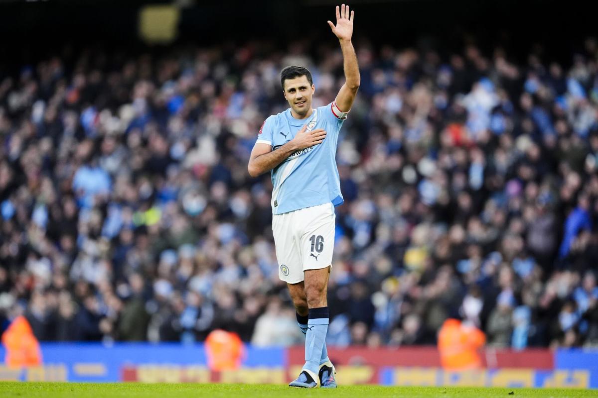Rodri celebra su gol ante el Exter City en la FA Cup