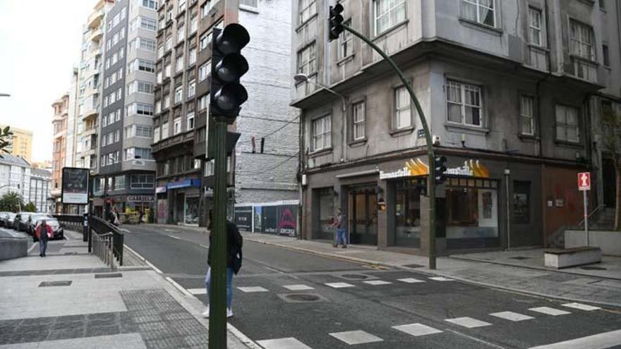 Semáforos averiados hoy en A Coruña por la tormenta