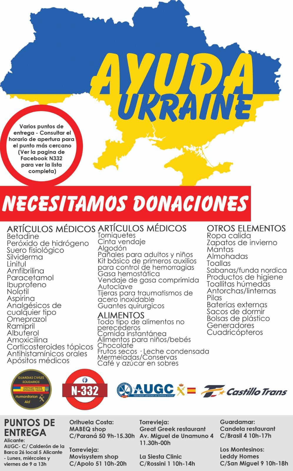 Cartel de la campaña de ayuda a refugiados de Ucrania.