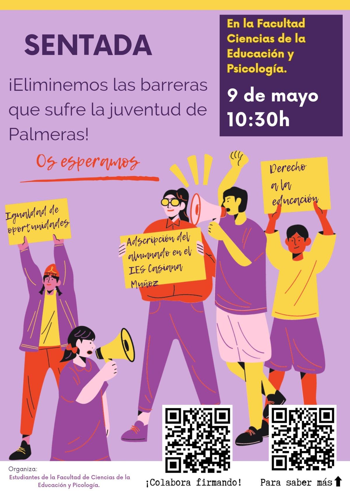 Convocatoria de protesta en la facultad de Ciencias de la Educación y Psicología.
