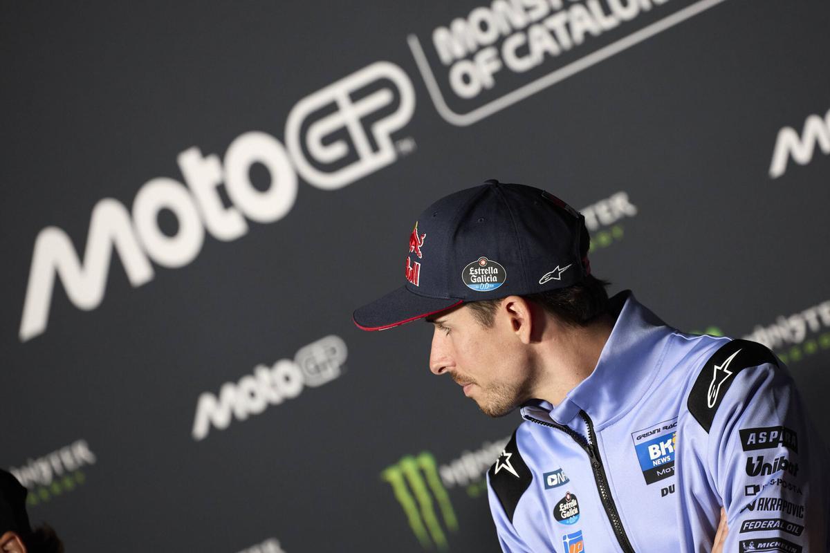 Rueda de prensa de pilotos de motociclismo Moto GP Marco Bezzecchi y Jorge Martín equipo Arpilla Racing y Àlex Márquez equipo Gresini Ducati Foto: Dani Barbeito Circuit Barcelona Montmeló Gran premio de Catalunya 2026