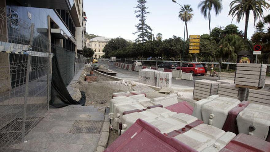 En la imagen, los trabajos de peatonalización en el entorno de la Catedral de Málaga.