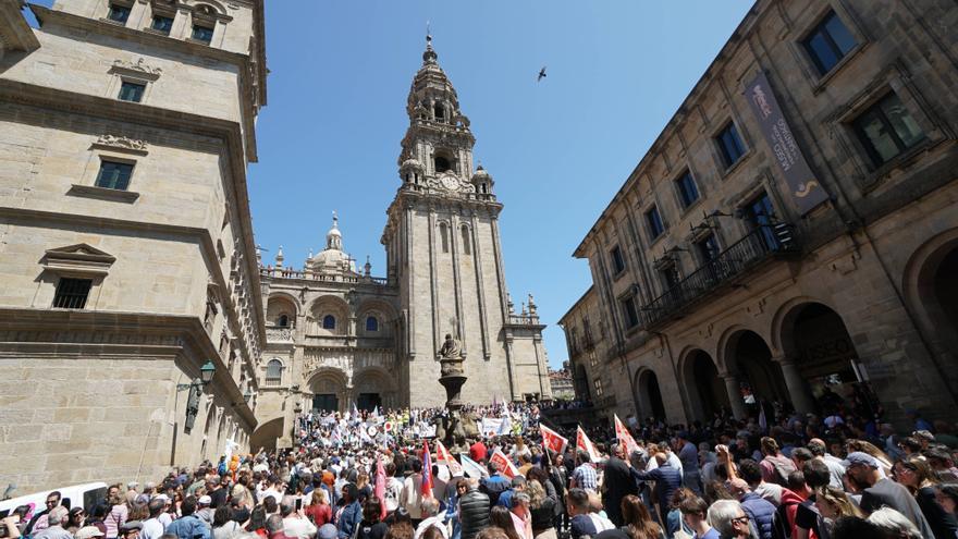 Manifestación de Queremos Galego en Santiago polo Día das Letras