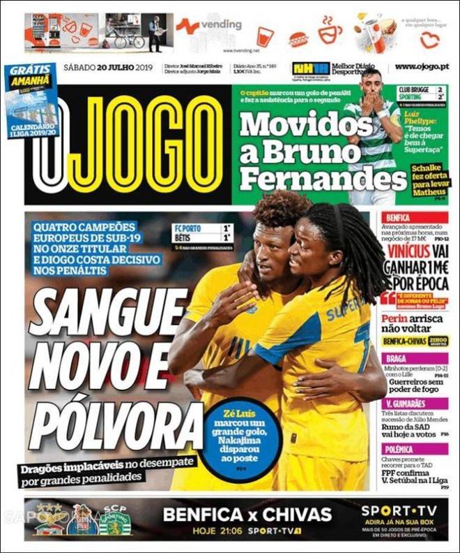 Portada de O Jogo del 20 de julio de 2019