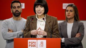 Diana Morant, flanqueada por José Muñoz y Tania Baños.