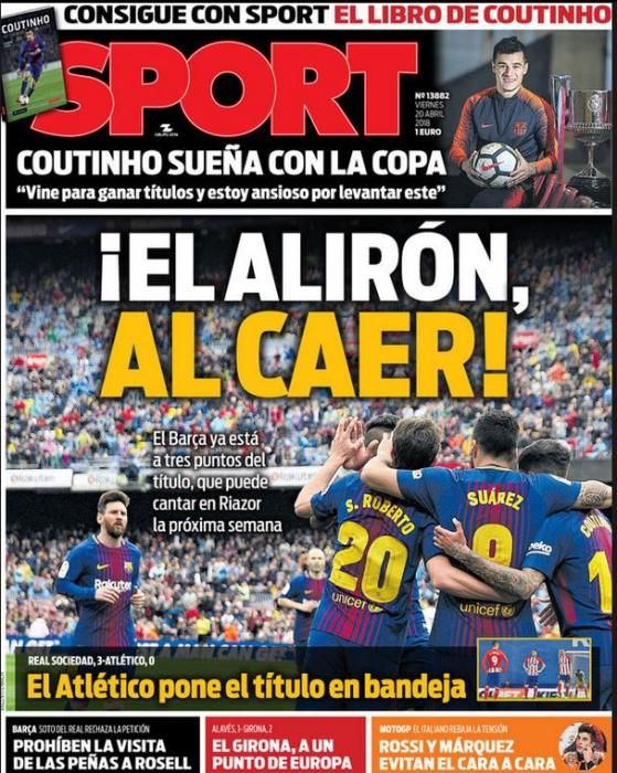 Portadas deportivas sábado 21 de abril de 2018