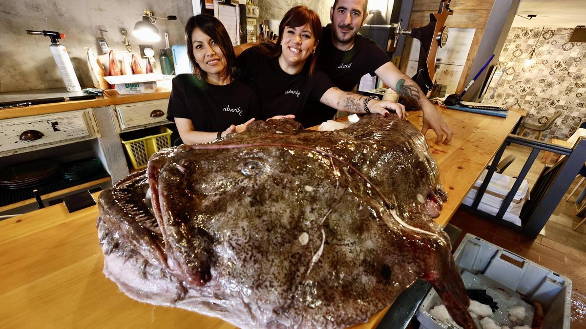 VÍDEO: así es el espectacular pixín de 55 kilos que se cocinará en un restaurante de Gijón
