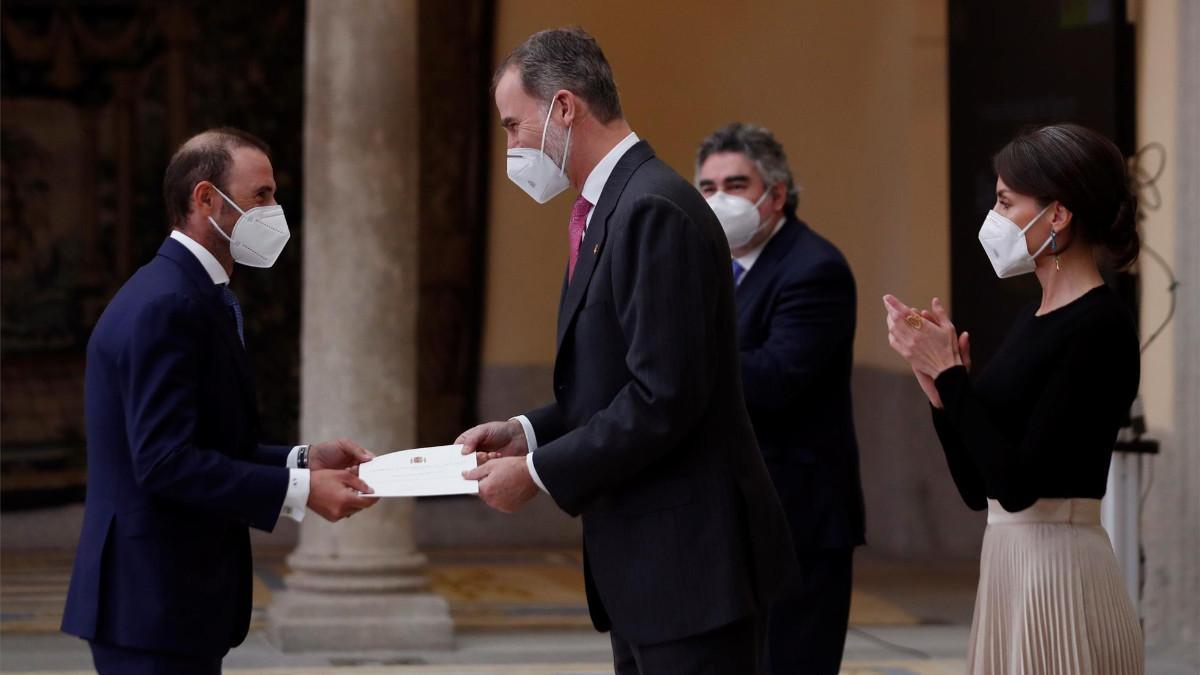 Valverde durante la recepción de su galardón