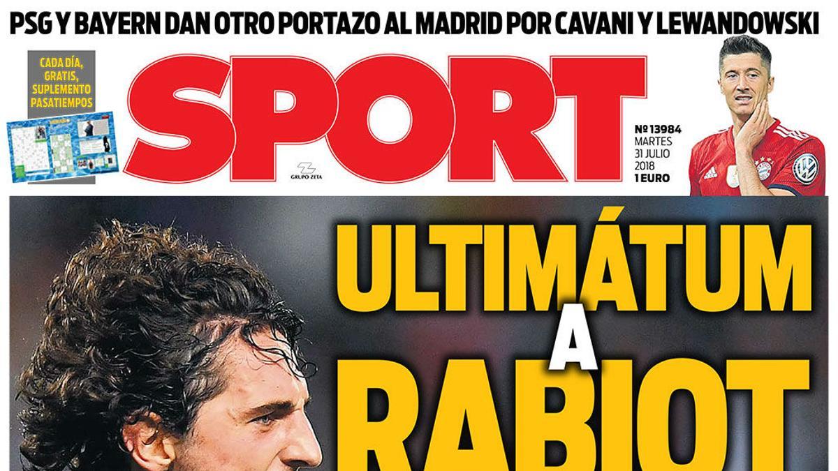 Esta es la portada de SPORT