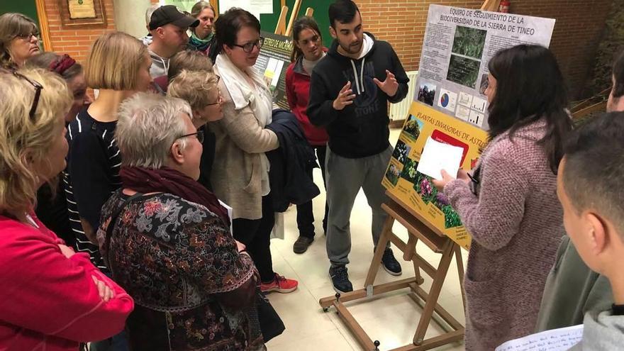 Los profesores de los centros de Suecia y Noruega escuchan las explicaciones de los alumnos de segundo curso del ciclo superior de Gestión Forestal y del Medio Natural.