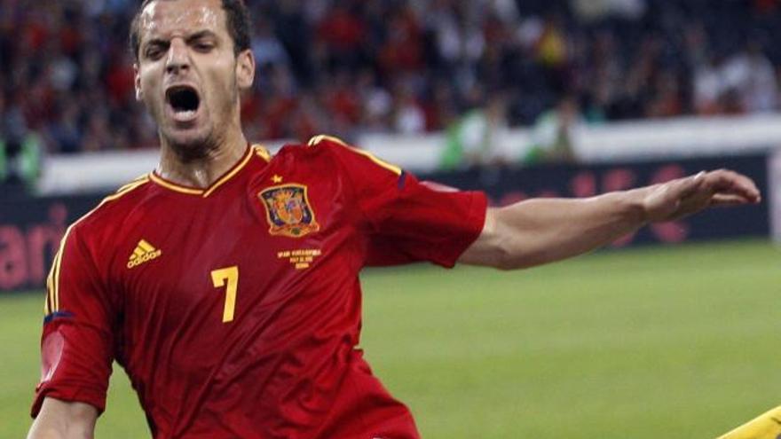 Roberto Soldado, con la camiseta de la selección española en un amistoso ante Suiza.