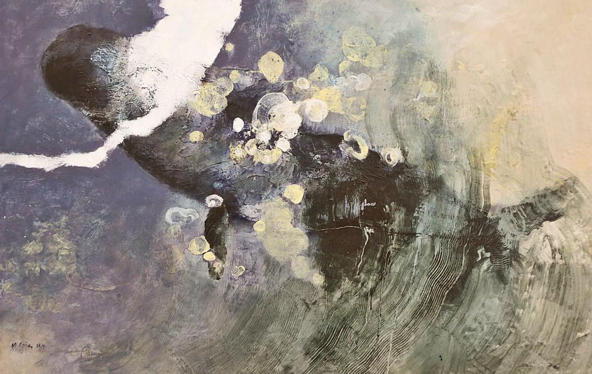 Uno de los cuadros de la muestra ‘Inundacions’, en el que aparece un cachalote. |  J. A RIERA