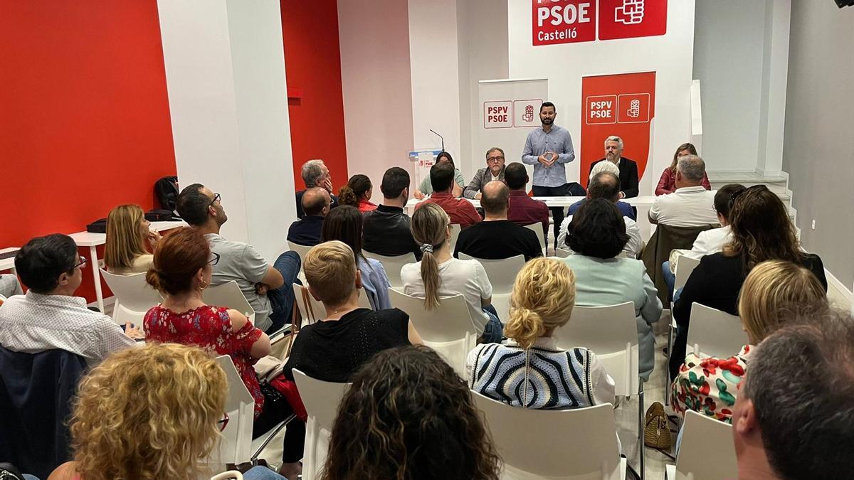 El secretario general del PSPV-PSOE de Castellón, Samuel Falomir, en su intervención en la Ejecutiva Provincial.