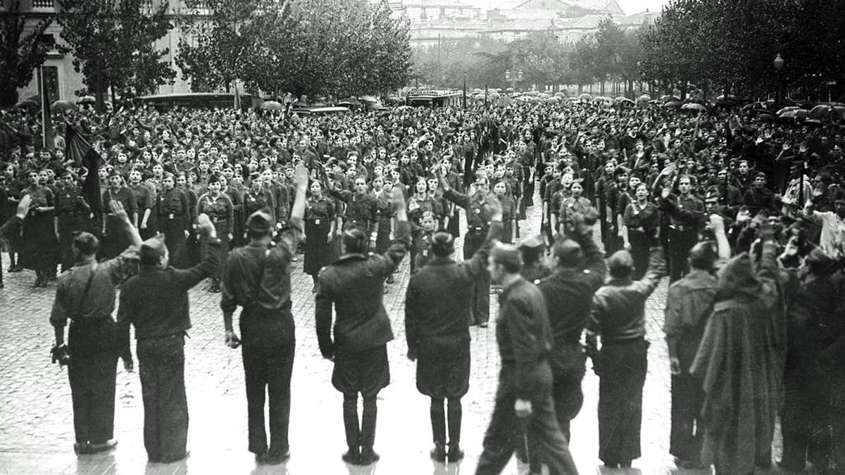 Celebración del Día de la Raza y la fiesta de la Virgen del Pilar, 12 de octubre de 1936