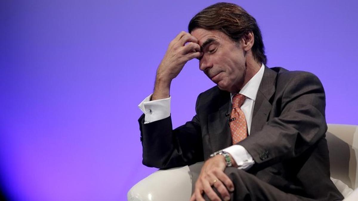 El expresidente José María Aznar, en un acto en Madrid este lunes.