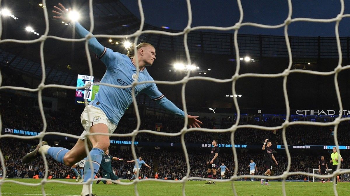 Haaland celebra uno de sus goles ante el Burnley