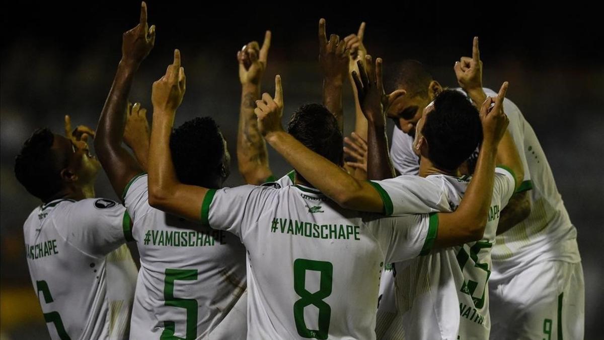 Los jugadores del Chapecoense celebran un gol en la Copa Libertadores