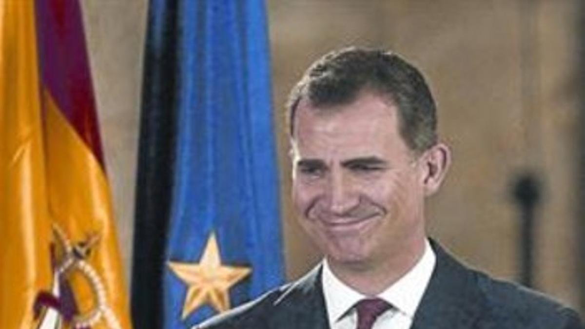 El príncipe Felipe de Borbón, en un acto oficial en Pamplona, el pasado 4 de junio.