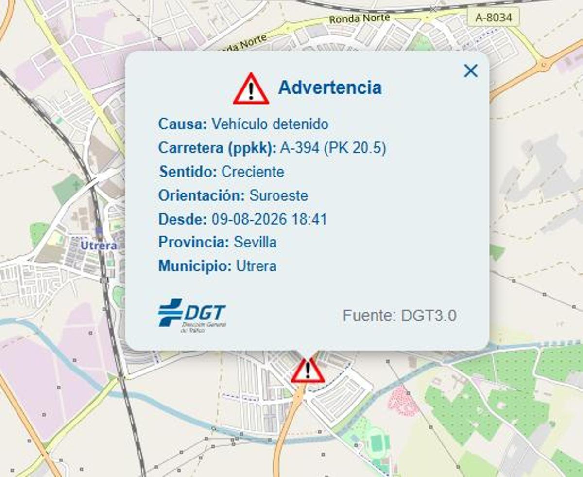 Aviso de la DGT por el accidente de Utrera
