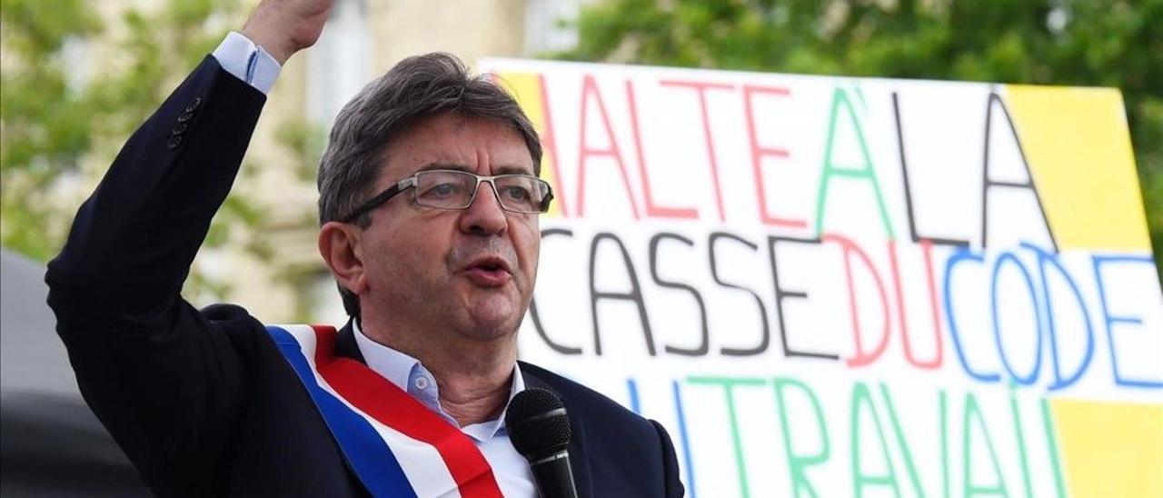 El candidato de Francia Insumisa, Jean Luc Melenchon en un mítin.