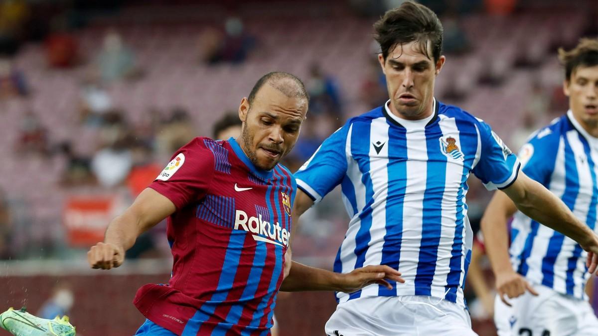 Braithwaite durante el partido contra la Real Sociedad