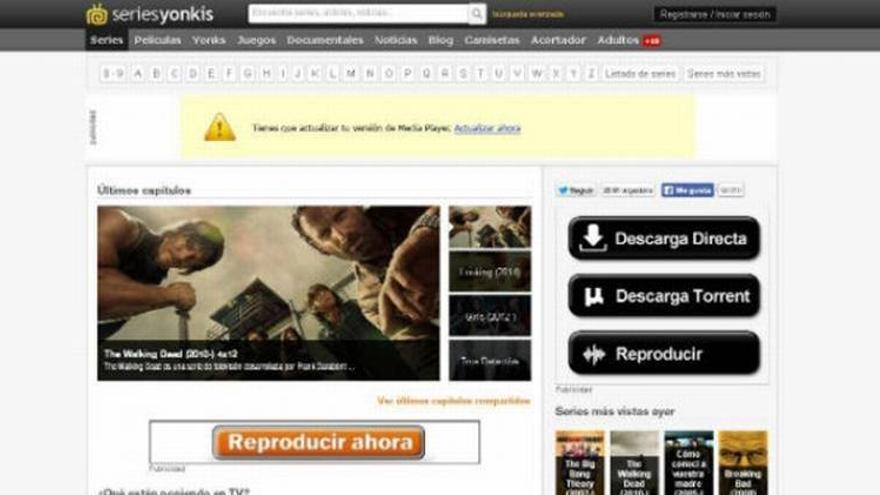 Una copia de SeriesYonkis aparece bajo un dominio web caribeño